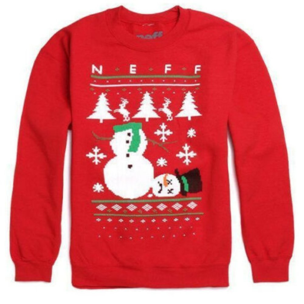 Neff Ugly Christmas Sweater Snowman Crewneck NWT